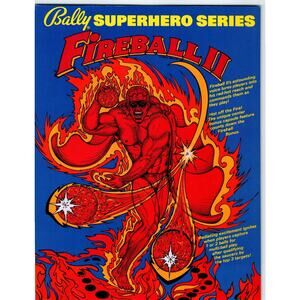 1981 Bally Fireball II Pinball Machine Flyer Vintage Arcade Game Ephemera